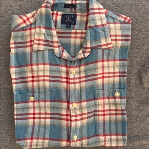 J. Crew Blue and Red Plaid Casual Button Down Shirt